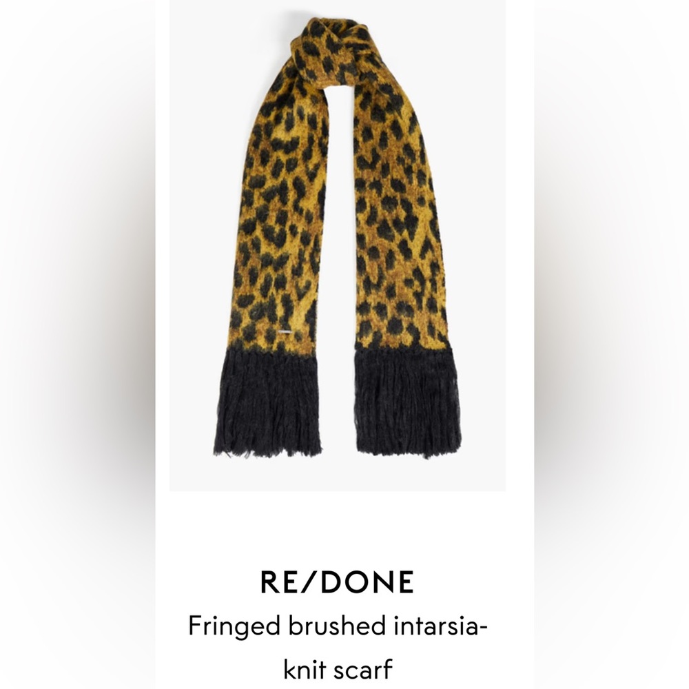 RE/DONE CHEETAH PRINT FRINGED LONG SCARF